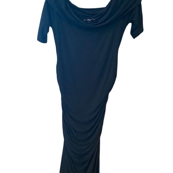 Isabella Oliver Sz 2 Black Maternity Elegant Evening Cowl Neck Maxi Dress - Picture 1 of 7